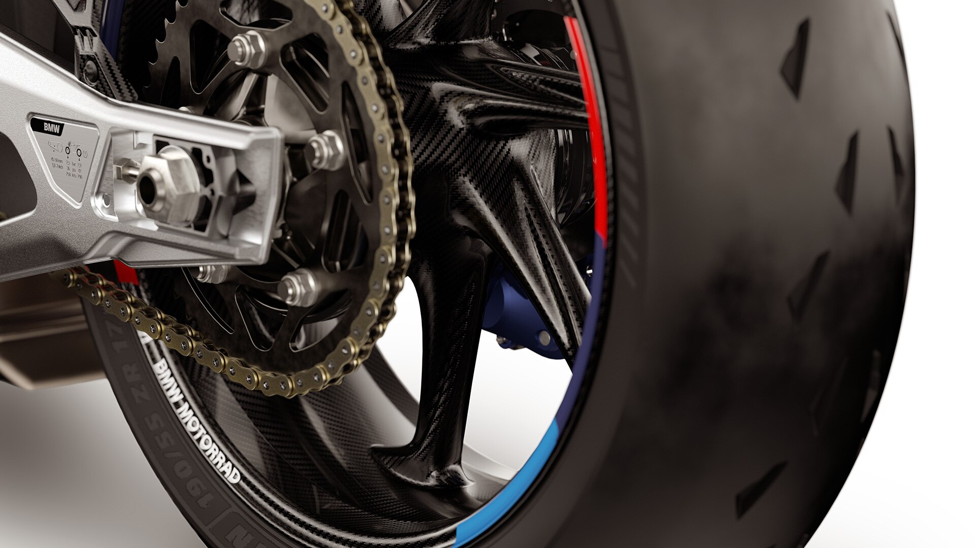 M 1000 RR M oglekļa šķiedras riteņi ar joslu dizainu